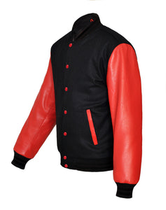 Original American Varsity Real Red Leather Letterman College Baseball Men Wool Jackets #RSL-BSTR-RB