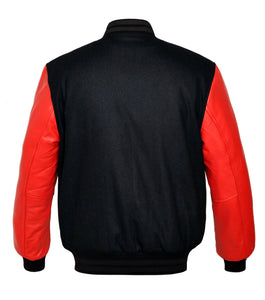 Original American Varsity Real Red Leather Letterman College Baseball Men Wool Jackets #RSL-BSTR-BB