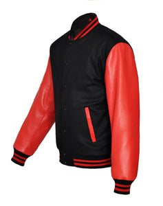Original American Varsity Real Red Leather Letterman College Baseball Men Wool Jackets #RSL-RSTR-BB