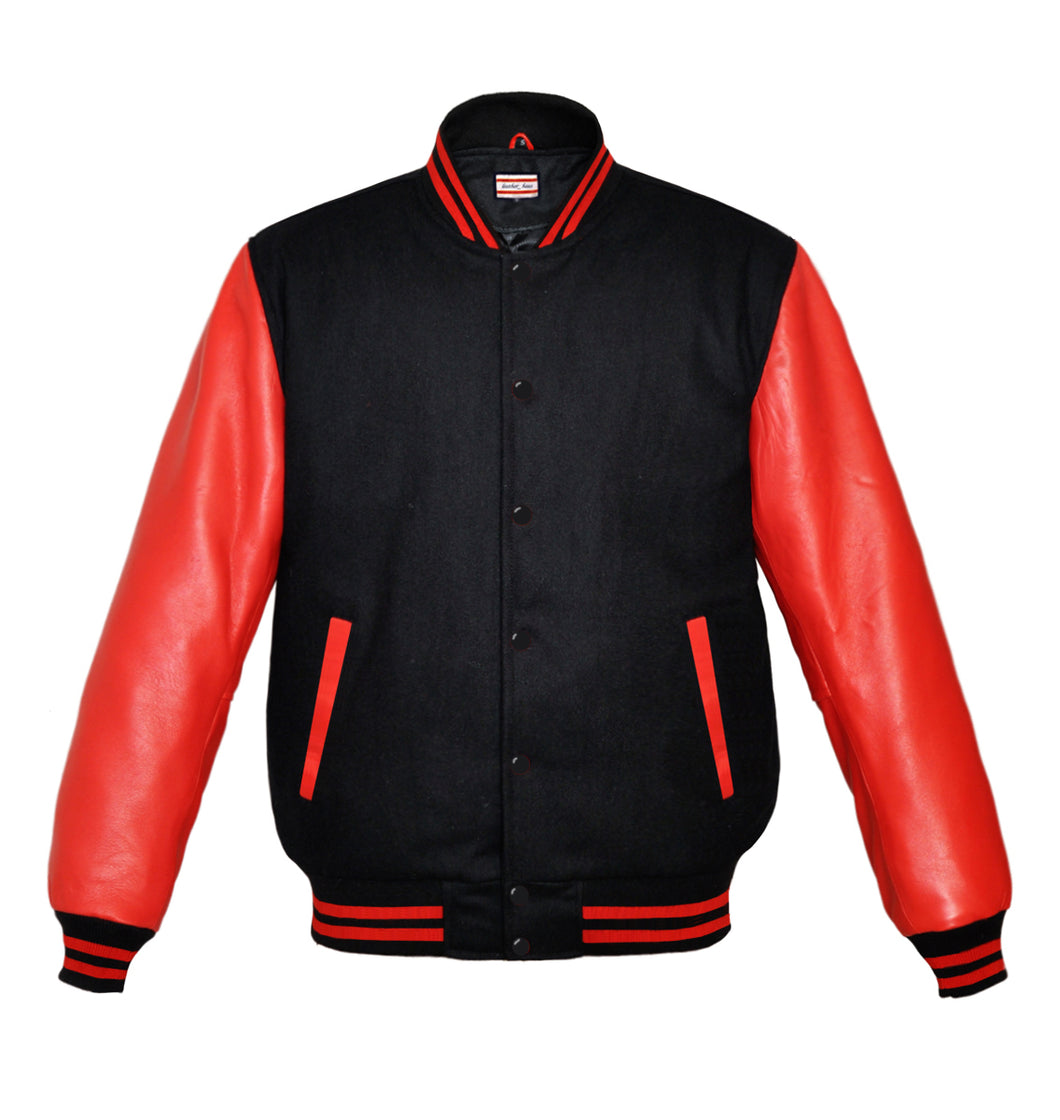 Original American Varsity Real Red Leather Letterman College Baseball Kid Wool Jackets #RSL-RSTR-BB