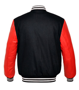 Original American Varsity Real Red Leather Letterman College Baseball Men Wool Jackets #RSL-WSTR-RB