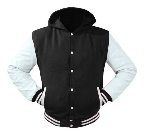 Superb Genuine White Leather Sleeve Letterman College Varsity Men Wool Jackets #WSL-WSTR-WB-BBAND-H