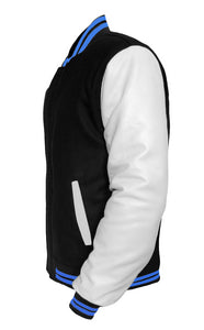 Original American Varsity White Leather Sleeve Letterman College Baseball Women Wool Jackets #WSL-BLSTR-BZ