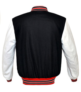 Superb Genuine White Leather Sleeve Letterman College Varsity Men Wool Jackets #WSL-RWSTR-BB