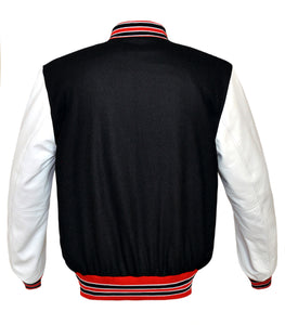 Superb Genuine White Leather Sleeve Letterman College Varsity Men Wool Jackets #WSL-RWSTR-WB