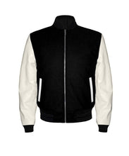 Load image into Gallery viewer, Original American Varsity Real White Leather Letterman College Baseball Women Wool Jackets #WSL-BSTR-ZIP