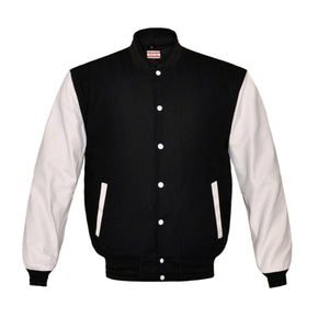 Superb Genuine White Leather Sleeve Letterman College Varsity Men Wool Jackets #WSL-BSTR-WB