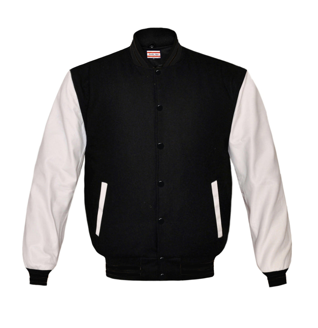 Superb Genuine White Leather Sleeve Letterman College Varsity Kid Wool Jackets #WSL-BSTR-BB