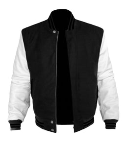 Original American Varsity White Leather Sleeve Letterman College Baseball Women Wool Jackets #WSL-BSTR-BZ