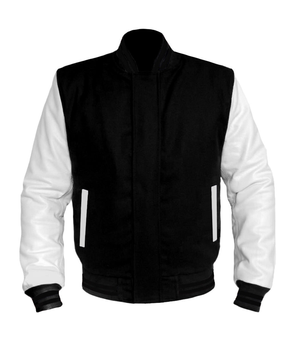 Original American Varsity White Leather Sleeve Letterman College Baseball Women Wool Jackets #WSL-BSTR-WP-BZ