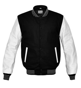 Superb Genuine White Leather Sleeve Letterman College Varsity Women Wool Jackets #WSL-BWSTR-BB