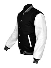 Load image into Gallery viewer, Superb Genuine White Leather Sleeve Letterman College Varsity Women Wool Jackets #WSL-BWSTR-WB