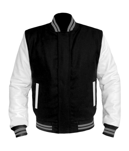 Original American Varsity White Leather Sleeve Letterman College Baseball Men Wool Jackets #WSL-GYSTR-BZ