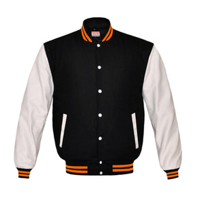 Superb Genuine White Leather Sleeve Letterman College Varsity Men Wool Jackets #WSL-ORSTR-WB