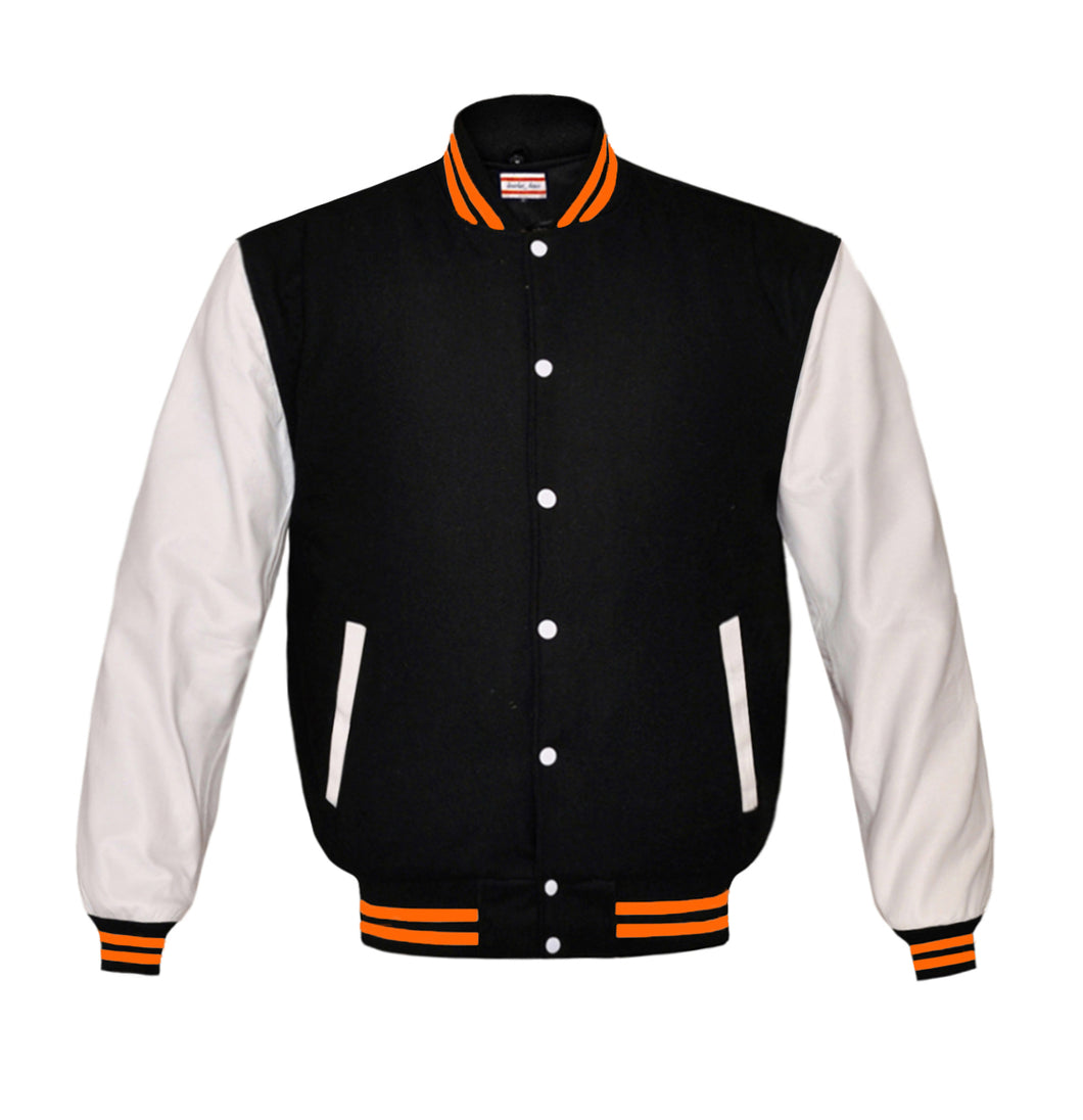 Superb Genuine White Leather Sleeve Letterman College Varsity Kid Wool Jackets #WSL-ORSTR-WB