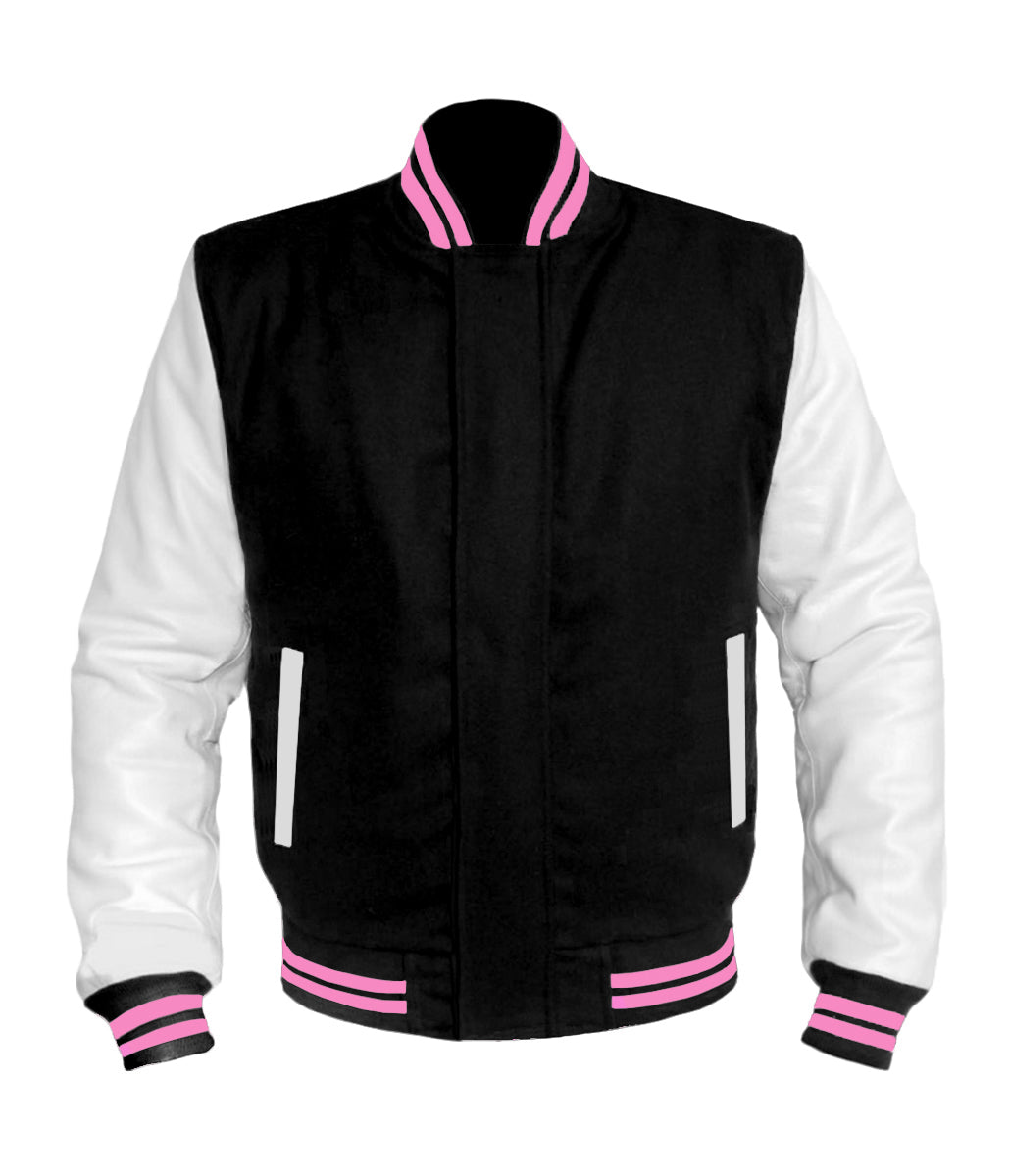 Original American Varsity White Leather Sleeve Letterman College Baseball Kid Wool Jackets #WSL-PKSTR-BZ