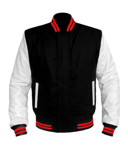 Original American Varsity White Leather Sleeve Letterman College Baseball Men Wool Jackets #WSL-RSTR-BZ