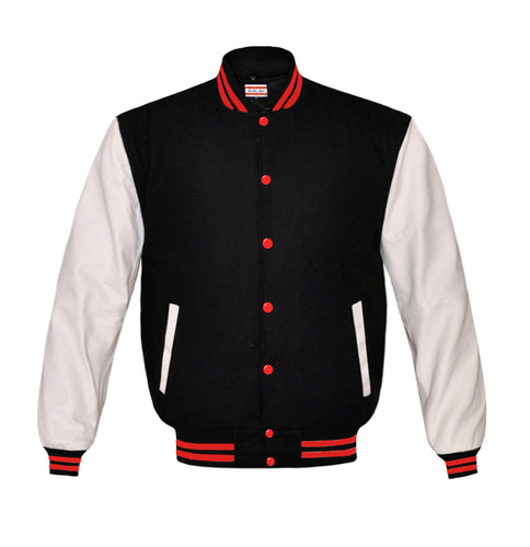 Superb Genuine White Leather Sleeve Letterman College Varsity Men Wool Jackets #WSL-RSTR-RB