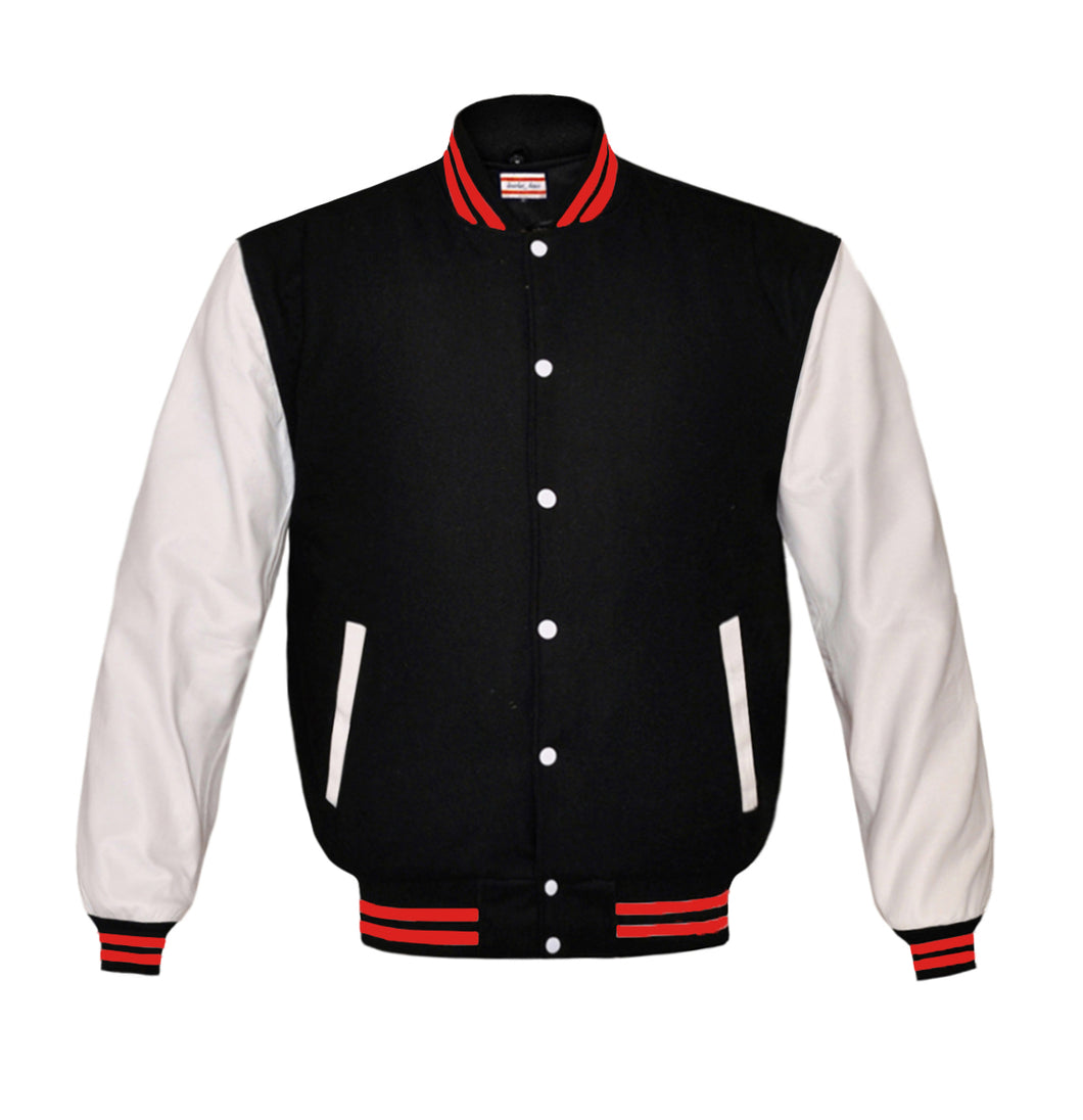 Superb Genuine White Leather Sleeve Letterman College Varsity Kid Wool Jackets #WSL-RSTR-WB