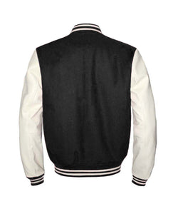 Original American Varsity Real White Leather Letterman College Baseball Men Wool Jackets #WSL-WSTR-ZIP-BBAND