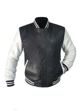 Load image into Gallery viewer, Genuine White Leather Original American Varsity Letterman College Baseball Women Leather Jackets #WSL-WSTR-LE