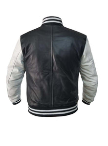 Genuine White Leather Original American Varsity Letterman College Baseball Women Leather Jackets #WSL-WSTR-LE