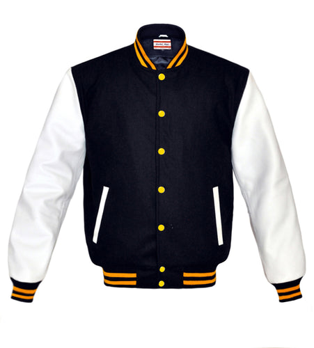 Superb Genuine White Leather Sleeve Letterman College Varsity Men Wool Jackets #WSL-YSTR-YB