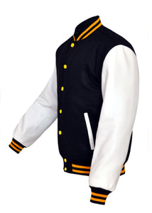 Superb Genuine White Leather Sleeve Letterman College Varsity Men Wool Jackets #WSL-YSTR-YB