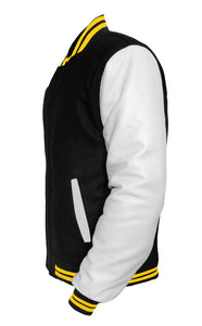 Original American Varsity White Leather Sleeve Letterman College Baseball Women Wool Jackets #WSL-YSTR-BZ