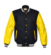 Load image into Gallery viewer, Superb Genuine Yellow Leather Sleeve Letterman College Varsity Men Wool Jackets #YSL-WSTR-YB