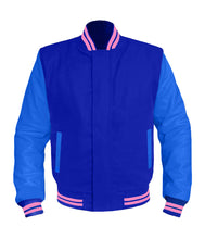 Load image into Gallery viewer, Original American Varsity Blue Leather Sleeve Letterman College Baseball Men Wool Jackets #BLSL-PKSTR-BZ