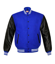 Load image into Gallery viewer, Superb Genuine Black Leather Sleeve Letterman College Varsity Men Wool Jackets #BSL-WSTR-BB