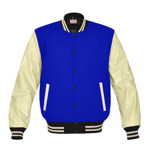 Original American Varsity Real Cream Leather Letterman College Baseball Women Wool Jackets #CRSL-CRSTR-BB-BBAND