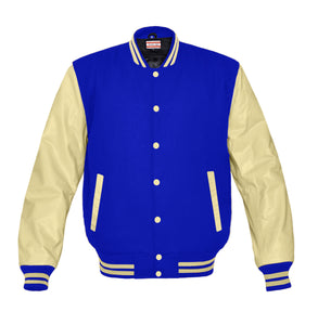 Original American Varsity Cream Leather Sleeve Letterman College Baseball Kid Wool Jackets #CRSL-CRSTR-CB