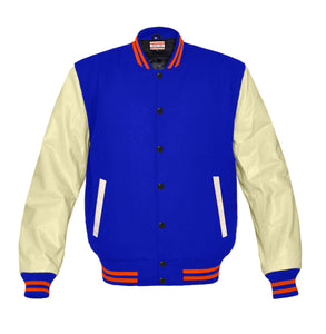 Superb Genuine Cream Leather Sleeve Letterman College Varsity Kid Wool Jackets #CRSL-ORSTR-BB