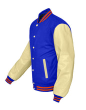 Load image into Gallery viewer, Superb Genuine Cream Leather Sleeve Letterman College Varsity Kid Wool Jackets #CRSL-ORSTR-CB