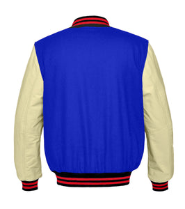 Original American Varsity Real Cream Leather Letterman College Baseball Men Wool Jackets #CRSL-RSTR-RB-BBand