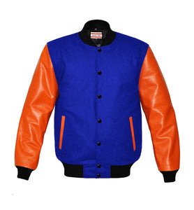 Original American Varsity Real Orange Leather Letterman College Baseball Women Wool Jackets #ORSL-BSTR-BB-Bband