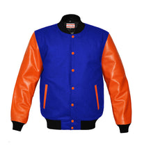 Load image into Gallery viewer, Original American Varsity Real Orange Leather Letterman College Baseball Kid Wool Jackets #ORSL-BSTR-OB-Bband