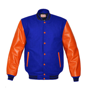 Superb Genuine Orange Leather Sleeve Letterman College Varsity Kid Wool Jackets #ORSL-BSTR-OB