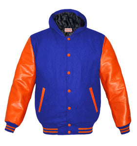 Superb Genuine Orange Leather Sleeve Letterman College Varsity Kid Wool Jackets #ORSL-ORSTR-ORB-H