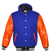 Load image into Gallery viewer, Superb Orange Leather Sleeve Original American Varsity Letterman College Baseball Kid Wool Hoodie Jackets #ORSL-WSTR-WB-H-BBand