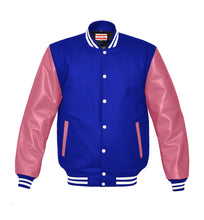 Load image into Gallery viewer, Superb Genuine Pink Leather Sleeve Letterman College Varsity Men Wool Jackets #PKSL-WSTR-WB