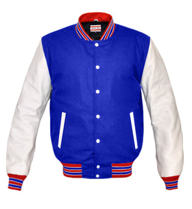 Superb Genuine White Leather Sleeve Letterman College Varsity Men Wool Jackets #WSL-RWSTR-WB