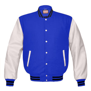 Superb Genuine White Leather Sleeve Letterman College Varsity Women Wool Jackets #WSL-BSTR-WB