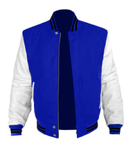 Load image into Gallery viewer, Original American Varsity White Leather Sleeve Letterman College Baseball Men Wool Jackets #WSL-BSTR-WP-BZ