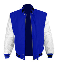 Load image into Gallery viewer, Original American Varsity White Leather Sleeve Letterman College Baseball Men Wool Jackets #WSL-BSTR-WP-BZ