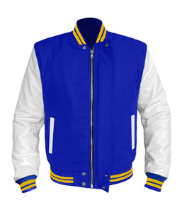 Original American Varsity White Leather Sleeve Letterman College Baseball Kid Wool Jackets #WSL-YSTR-BZ