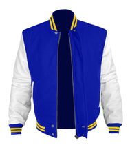 Load image into Gallery viewer, Original American Varsity White Leather Sleeve Letterman College Baseball Kid Wool Jackets #WSL-YSTR-BZ