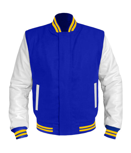 Original American Varsity White Leather Sleeve Letterman College Baseball Kid Wool Jackets #WSL-YSTR-BZ
